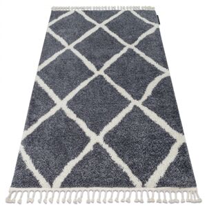 Dywany Lusczow Kusový shaggy koberec BERBER CROSS šedý, velikost 200x290