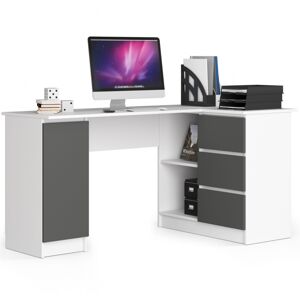 Ak furniture Rohový psací stůl B20 155 cm pravý bílý/šedý