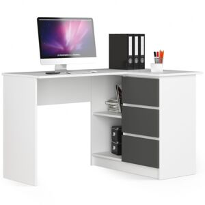 Avord Rohový psací stůl B16 124 cm pravý bílý/šedý