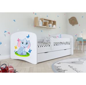 Kocot kids Dětská postel Babydreams slon s motýlky bílá, varianta 80x160, bez šuplíků, bez matrace