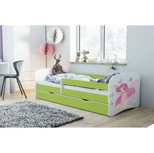 Kocot kids Dětská postel Babydreams víla s motýlky zelená, varianta 80x180, se šuplíky, s matrací