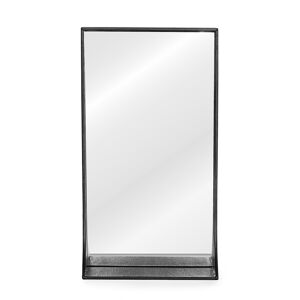 HOMEDE Nástěnné zrcadlo s poličkou Pisca černé, velikost 40,5x25,5x10,5