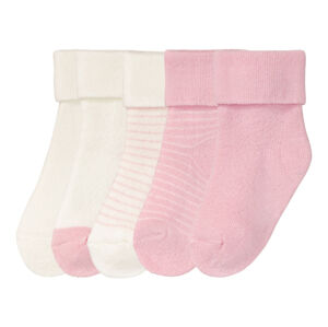 lupilu® Dětské plyšové ponožky BIO, 5 párů (baby/infant#male, 19/22, bílá / světle růžová)