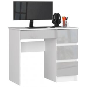 Ak furniture Psací stůl A-7 90 cm bílý/šedý pravý