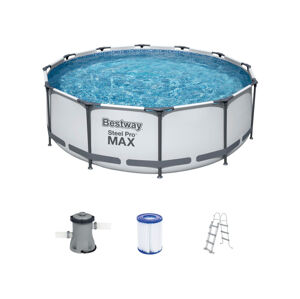 Bestway Bazén s ocelovým rámem Steel ProMAX™ s filtračním zařízením a bezpečnostními schůdky, Ø 3,66 x 1 m