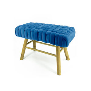 NOOR Living Taburet v sametovém vzhledu (household/office stool, modrá, obdélníková varianta 60 x 30 cm)