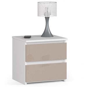 Ak furniture Noční stolek CL2 40 cm bílý/cappuccino lesk