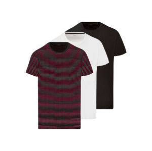 LIVERGY® Pánské triko, 3 kusy (adult#male#ne, M (48/50), bílá/černá/červená pruhovaná)