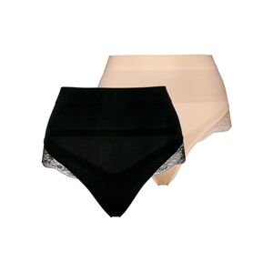 ESMARA® Lingerie Dámské tvarující kalhotky, 2 kusy (adult#female#ne#briefs, XXL (52/54), string/černé/tělové)