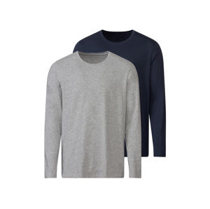 LIVERGY® Pánské triko s dlouhými rukávy (S (44/46), světle šedá / tmavě modrá)