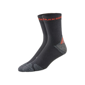 PARKSIDE® Pánské pracovní ponožky, 2 páry (39/42, černá/šedá/červená)