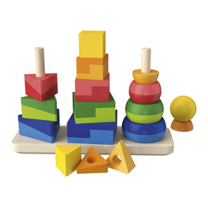 Playtive Dětská dřevěná motorická hračka (duhové věže)
