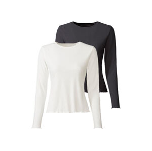 esmara® Dámské triko s dlouhými rukávy, 2 kusy (adult#female, L (44/46), černá/bílá)