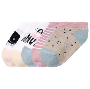 lupilu® Dívčí nízké ponožky s BIO bavlnou, 5 párů  (27/30, bílá/růžová/šedá/modrá)