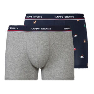 Happy Shorts Pánské vánoční boxerky, 2 kusy (M, šedá)