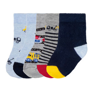 lupilu® Chlapecké ponožky s BIO bavlnou, 5 párů (baby/infant#male, 15/18, auta/modrá/žlutá/šedá)