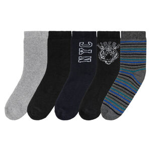 pepperts!® Chlapecké termo ponožky, 5 párů (39/42, šedá / černá / námořnická modrá / modrá)