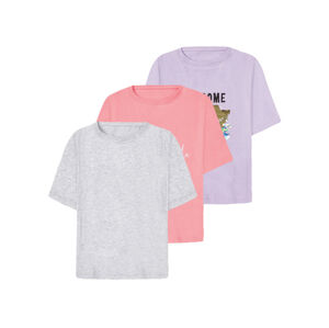pepperts!® Dívčí triko, 3 kusy (child#female#ne, 158/164, lila fialová / růžová / šedá)