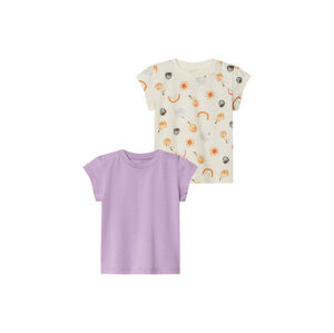 lupilu® Dívčí triko s BIO bavlnou, 2 kusy (62/68, lila fialová / bílá)