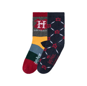 Chlapecké ponožky Harry Potter, 2 páry (39/42, námořnická modrá/šedá/žlutá/červená)