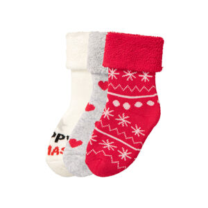 lupilu® Dětské ponožky s BIO bavlnou, 3 páry (19/22, bílá/šedá/červená/srdce)