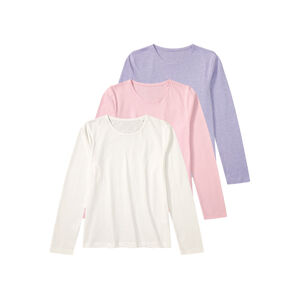 pepperts!® Dívčí triko s dlouhými rukávy, 3 kusy (158/164, lila fialová / růžová / bílá)