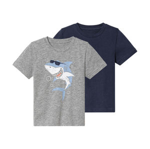lupilu® Chlapecké triko, 2 kusy (110/116, šedá / navy modrá)
