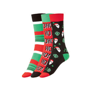 Fun Socks Dámské / Pánské ponožky, 3 páry (adult#unisex, 36/40, Nikolaus / hohoho / pruhy zelená)