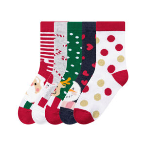 pepperts!® Dívčí vánoční ponožky, 5 párů (child 2 years onwards#female, 35/38, červená/šedá/zelená)