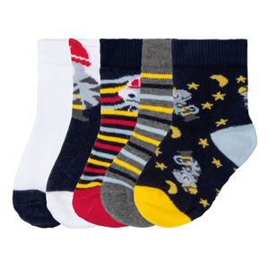 lupilu® Chlapecké ponožky s BIO bavlnou, 5 párů (baby/infant#male, 19/22, zvířátka/námořnická/šedá/žlutá)