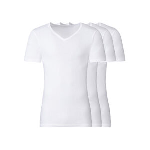 LIVERGY® Pánské spodní triko, 3 kusy (4/S, bílá, V-výstřih)