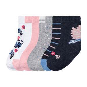 lupilu® Dívčí ponožky s BIO bavlnou, 7 párů  (31/34, bílá / růžová / šedá / modrá vzorovaná)