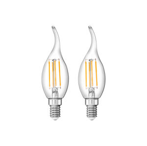 LIVARNO home Filamentová LED žárovka (svíčka větruvzdorná E14, 2 kusy)
