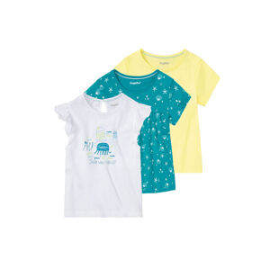 lupilu® Dívčí triko, 3 kusy (child#female#ne, 98/104, žlutá/bílá/petrolejová)