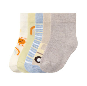 lupilu® Chlapecké ponožky s BIO bavlnou, 5 párů (15/18, béžová/modrá/bílá)