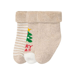 lupilu® Dětské ponožky s BIO bavlnou, 3 páry (baby/infant#unisex, 11/14, béžová)