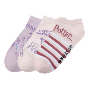 Dívčí nízké ponožky Harry Potter, 3 páry (39/42, růžová/fialová)