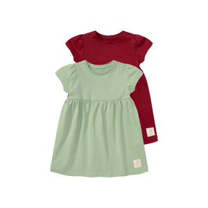 lupilu® Dívčí šaty s BIO bavlnou, 2 kusy (86/92, červená/zelená)
