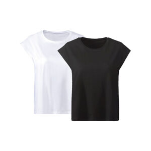 esmara® Dámské triko, 2 kusy (XL (48/50), černá/pruhovaná)