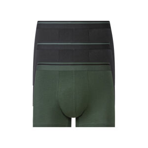 LIVERGY® Pánské boxerky s BIO bavlnou, 3 kusy (7/XL, černá/zelená)