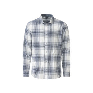 LIVERGY® Pánská flanelová volnočasová košile (adult#male#ne, XL (43/44), bílá / navy modrá)