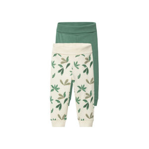 lupilu® Dětské kalhoty "Jogger" s BIO bavlnou, 2 kusy (62/68, béžová/zelená)