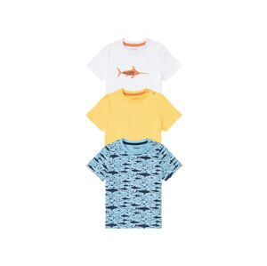 lupilu® Chlapecké triko, 3 kusy (child#male#ne, 86/92, vzor/bílá/žlutá)