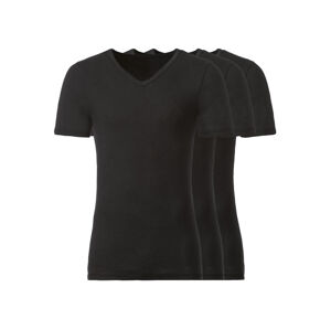 LIVERGY® Pánské spodní triko, 3 kusy (5/M, černá, V-výstřih)