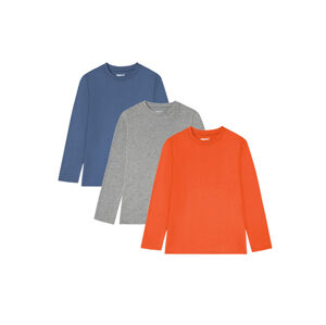 pepperts!® Chlapecké triko s dlouhými rukávy, 3 kus (child#male, 158/164, šedá/modrá/oranžová)