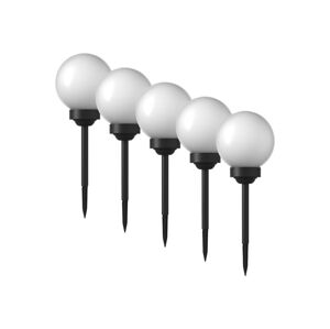 Sada solárních LED kulatých svítidel, Ø 20 cm, 5dílná, bílá