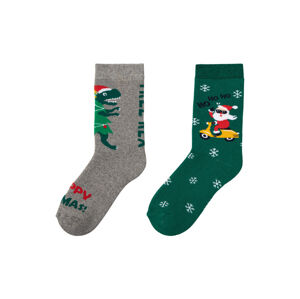 pepperts!® Chlapecké vánoční termo ponožky s BIO bavlnou (27/30, zelená/šedá)