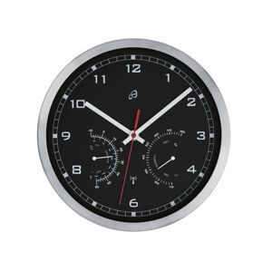 AURIOL® Nástěnné hodiny s ukazatelem teploty a v (stříbrná/černá)