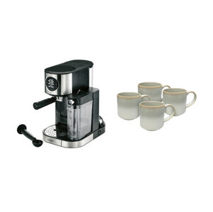 Sada espresso kávovaru s napěňovačem mléka SEMM 1470 a 4 hrnků na kávu