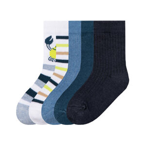 lupilu® Chlapecké ponožky s BIO bavlnou, 5 párů  (19/22, bílá / navy modrá)